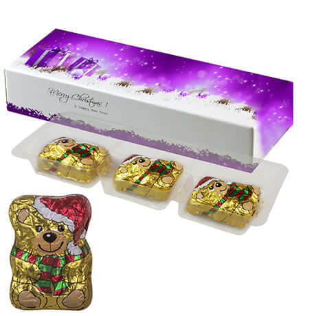 Schoko-Weihnachtsbärchen, ca. 20g, Faltschachtel bedrukken – promotionele snack