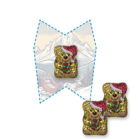 Flyer in eigen vorm met chocolade kerstbeertje bedrukken