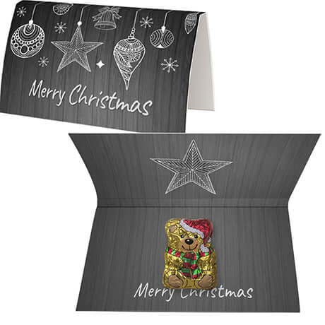 A6 kaart met chocolade kerstbeertje bedrukken