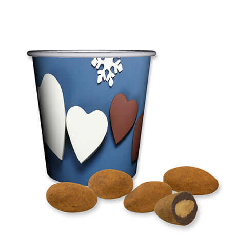 Snackbeker met chocolade amandelen en kaneel bedrukken