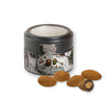 Schokomandeln mit Zimt, ca. 60g, Metalldose mini mit Sichtfenster schwarz bedrukken – promotionele snack