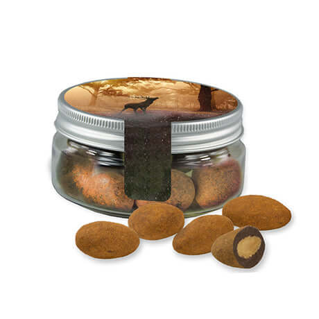 Snoeppotje met chocolade amandelen en kaneel bedrukken