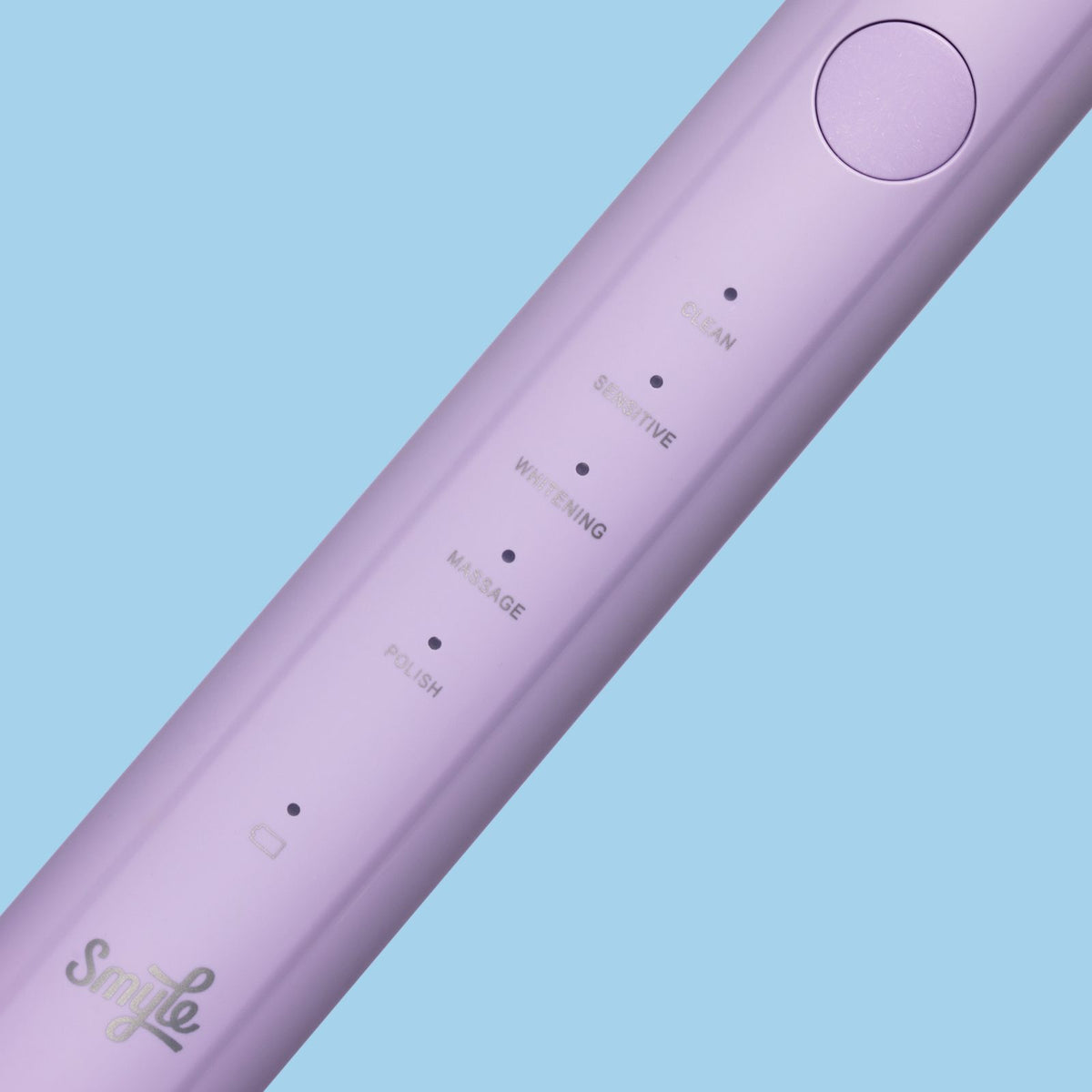 Close-up van de paarse Smyle elektrische tandenborstel