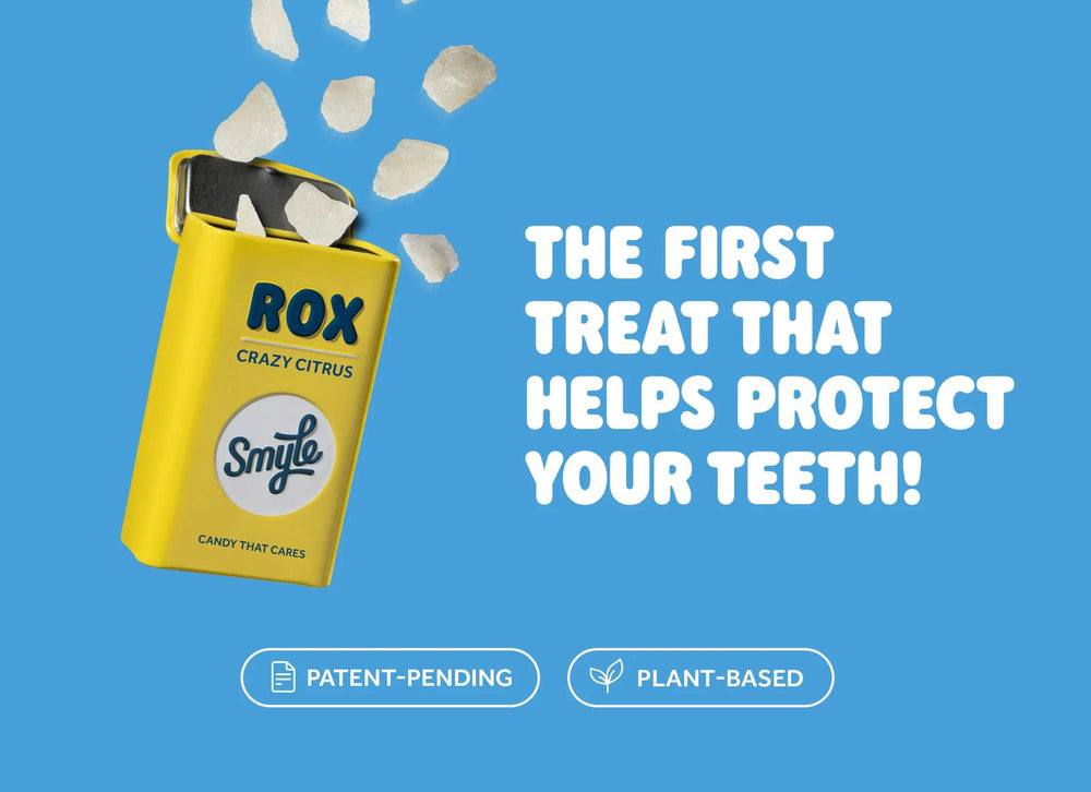 Open blikje Smyle ROX Crazy Citrus met snoepjes