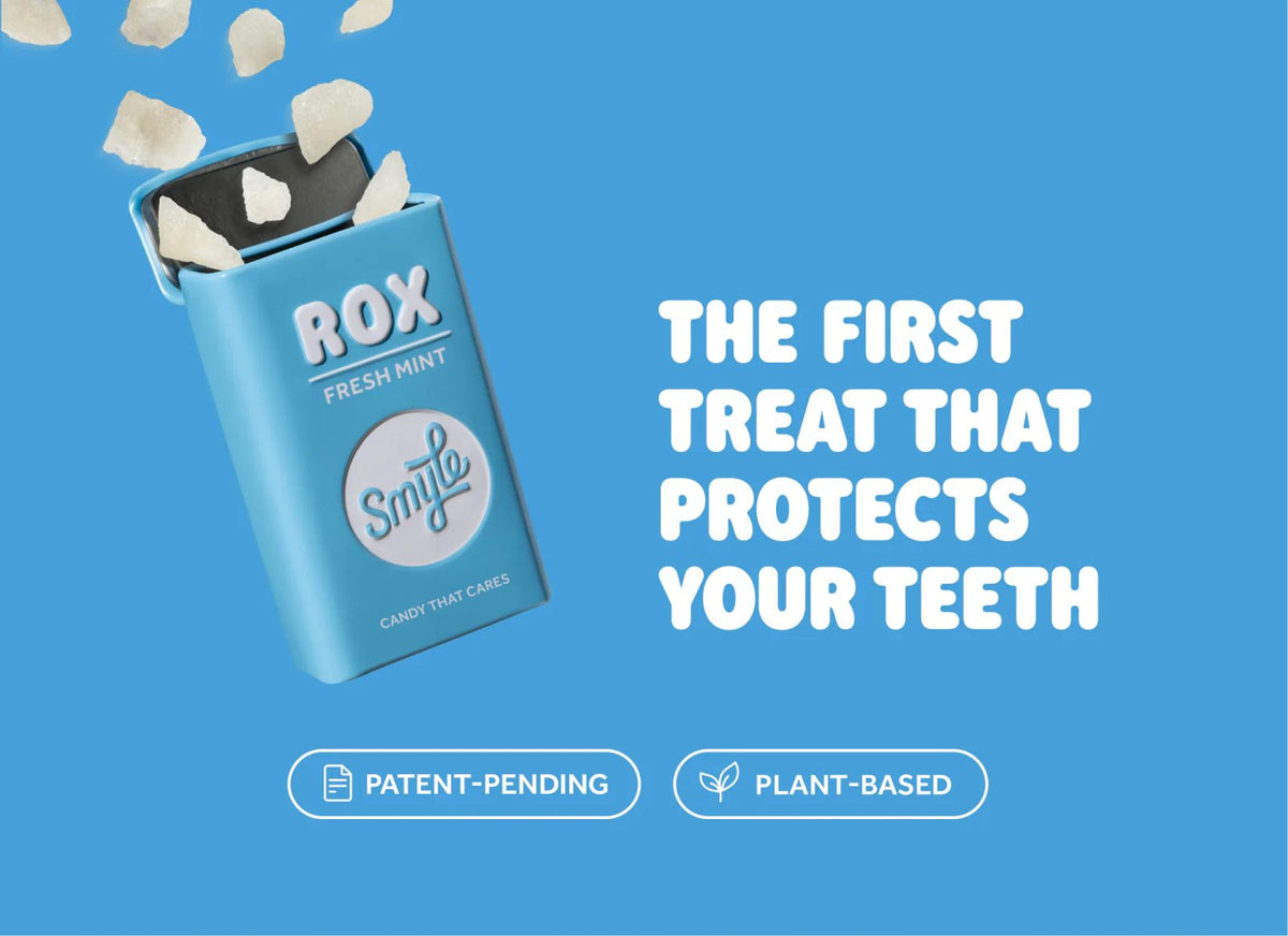 Open blikje Smyle ROX Fresh Mint met snoepjes