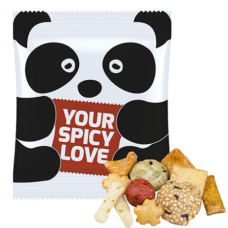 Snackmix met logo: pittige Asia-mix in bedrukt zakje (12 gram)