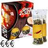 verschiedene Gewürzmischungen biologische und nicht biologische (Kategorie 3), 70-160g, 2er Set Glas mit Kunststoffmahlwerk in Faltschachtel bedrukken – promotionele snack