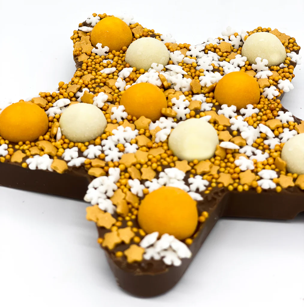 Chocolade kerstkrans en kerstster, uitvoering Kerstster, ander aanzicht