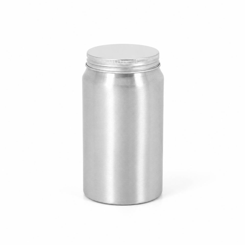 Zilveren aluminium fles met schroefdeksel, foto 3
