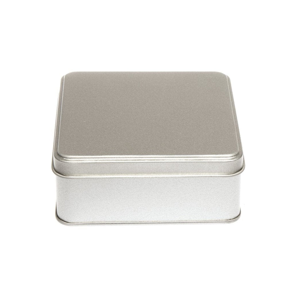 Laag vierkant zilver blik met deksel, foto 3