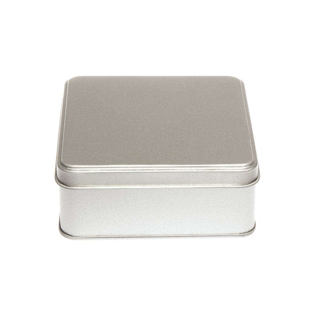 Laag vierkant zilver blik met deksel, foto 3