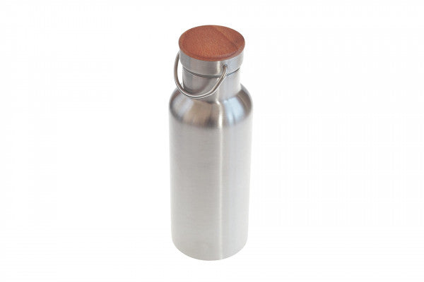TFL 030 BU RVS Drinkfles 500 ml – Duurzame waterfles met bamboe dop en handgreep