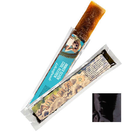 Wassereis Cola (braun), 40 ml, Express Schlauchtüte mit Etikett bedrukken – promotionele snack