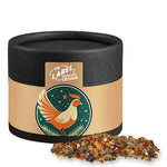 Weihnachts Gewürzmischung Geflügel, ca. 30g, Kraftpapierdose mini schwarz bedrukken – ca. 30g in zwarte kraftpapierdose