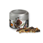 Alt Tag: Weihnachts Gewürzmischung Wild, ca. 50g, Metalldose mini mit Sichtfenster silber bedrukken – ca. 50g in silberner Mini-Metalldose