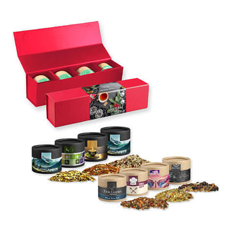 Kerst Kruiden Geschenkset (80–160g) met 4 Kraft Kokers Bedrukken