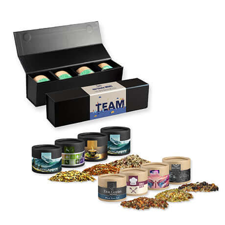 Kerst Kruiden Geschenkset (80–160g) met 4 Kraft Kokers Bedrukken