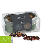 Verschiedene Weihnachts Teesorten, biologische und nicht-Bio, ca. 60-70g, Metalldose mini mit Sichtfenster im 2er Set bedrukken – promotionele snack