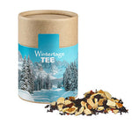 Alt Tag: Wintertage Tee, ca. 50g, Kraftpapierdose Midi bedrukken – ca. 50g in kraftpapierdoos met winterlabel, losse thee ervoor