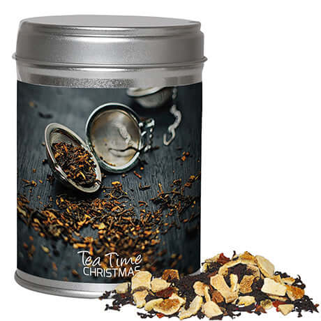 Wintertage Tee, ca. 70g, Dual-Dose bedrukken – ca. 70g in metalen blik met theezeef en losse thee, ideaal als relatiegeschenk