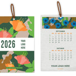 Zaadpapier kalender A5 met katoenen koord en bedrukte maandbladen