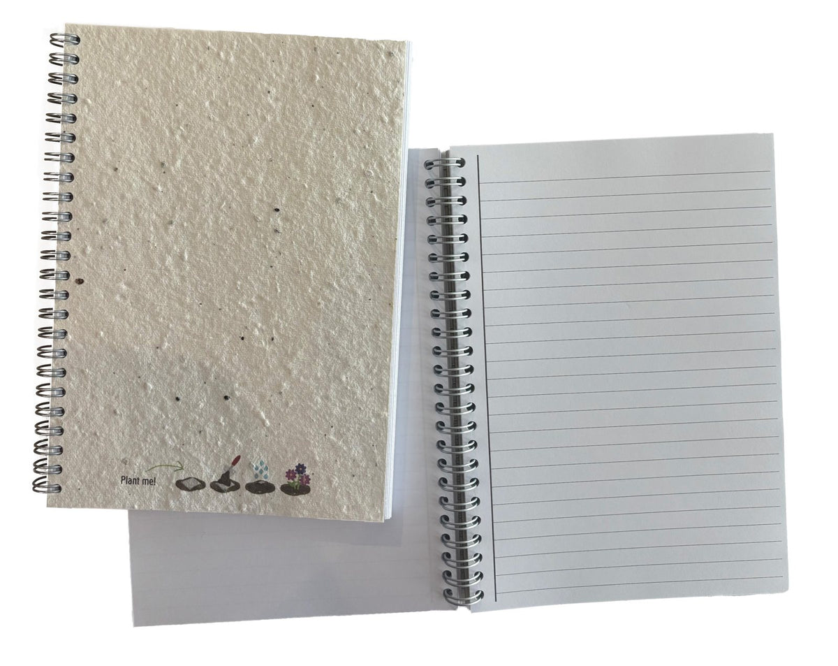 Zaadpapier notitieboek A5 met wire-o-binding en gelinieerde bladen