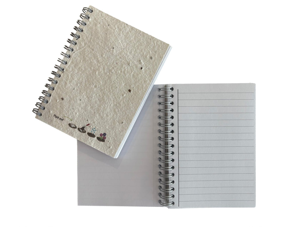 Zaadpapier notitieboek A6 met wire-o-binding en gelinieerde bladen