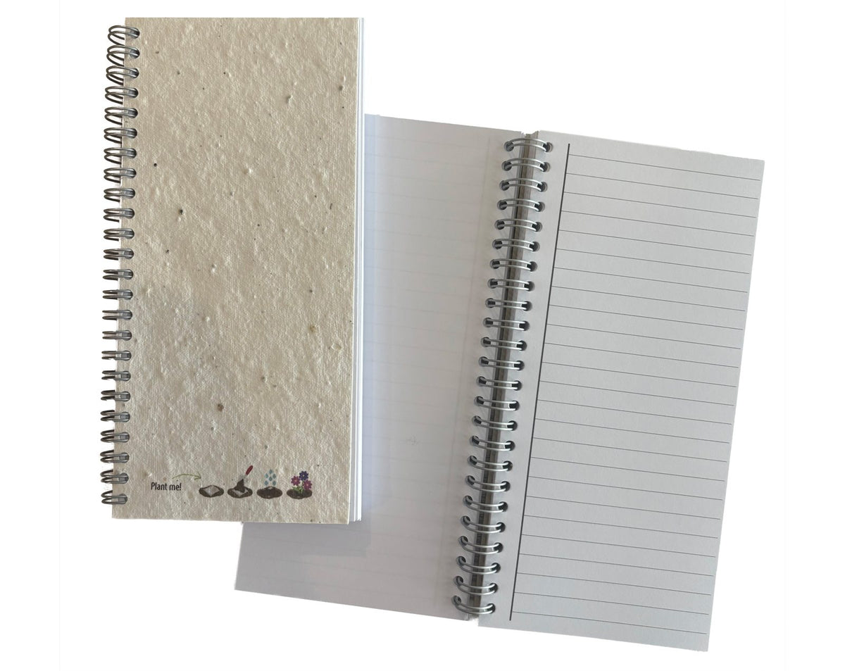 Zaadpapier notitieboek DL met wire-o-binding en gelinieerde bladen