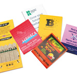 Zaadsticks met logo in kleurrijke bedrukte wikkels met verschillende voorbeeldontwerpen