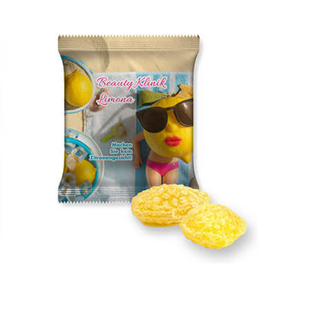 Alt Tag: Zitronenbonbons mit Vitamin D, ca. 17g, Midi-zakje bedrukken – ca. 17g in bedrukt midi-zakje, citroensnoepjes als giveaway