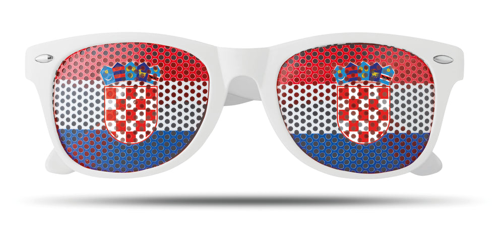 Zonnebril met vlag Flag Fun in wit/blauw